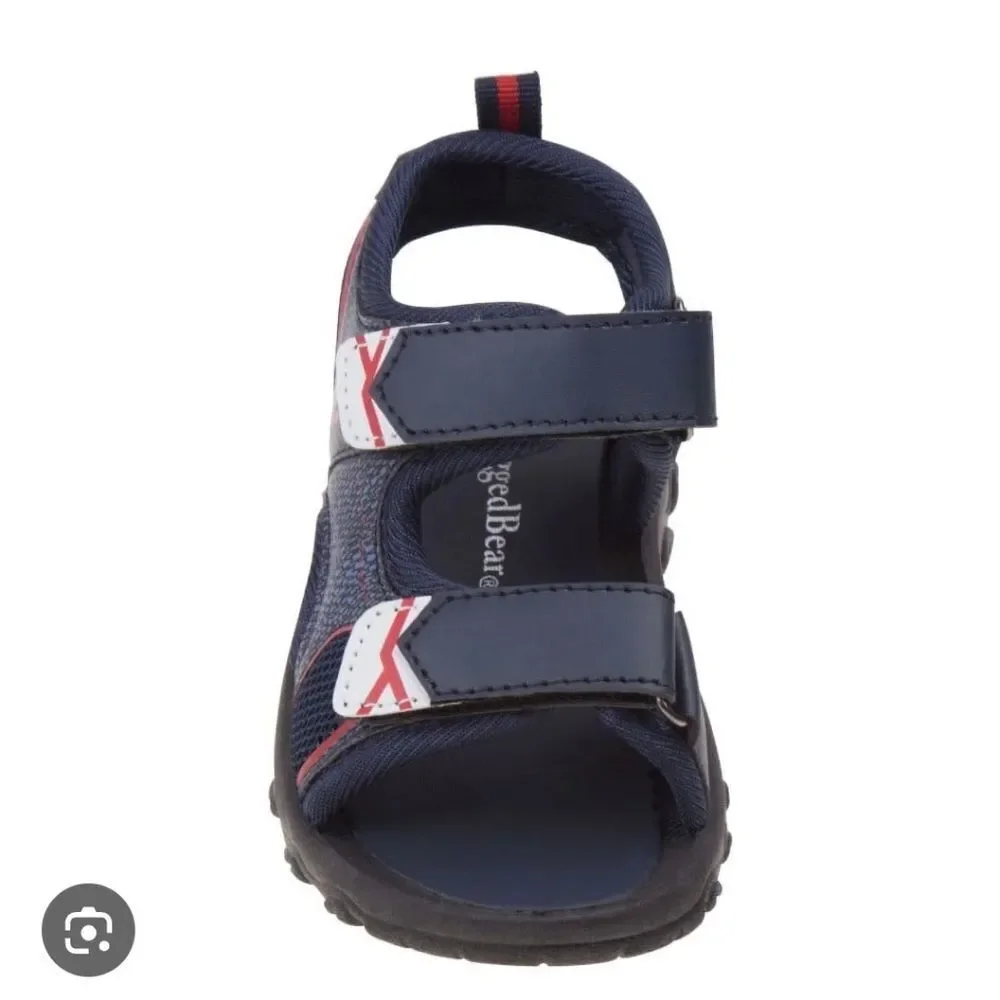 Rugged Bear Boys' 4 Double Hook & Loop Open Toe Sport Sandals - New